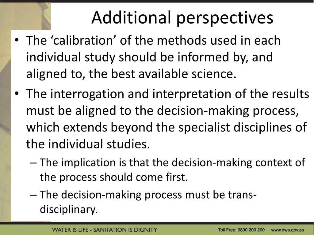 additional perspectives the calibration