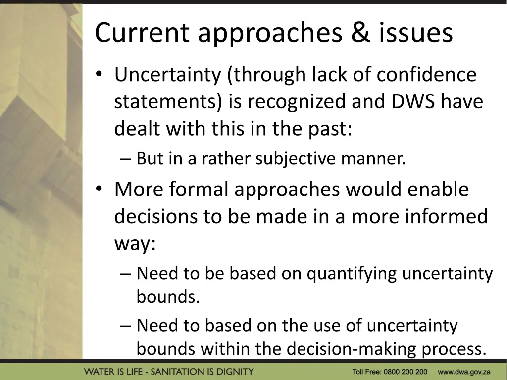 current approaches issues uncertainty through