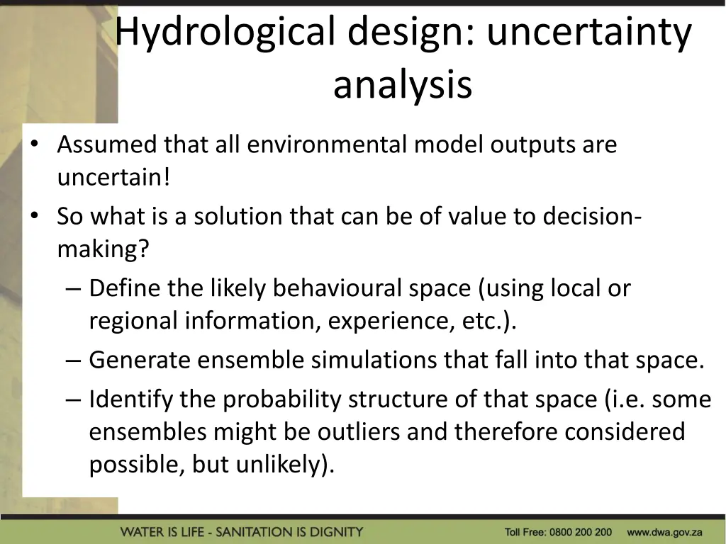 hydrological design uncertainty analysis