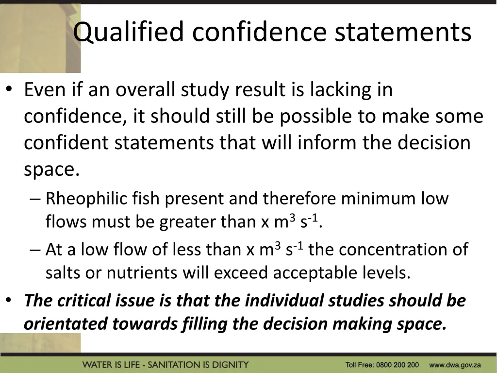 qualified confidence statements