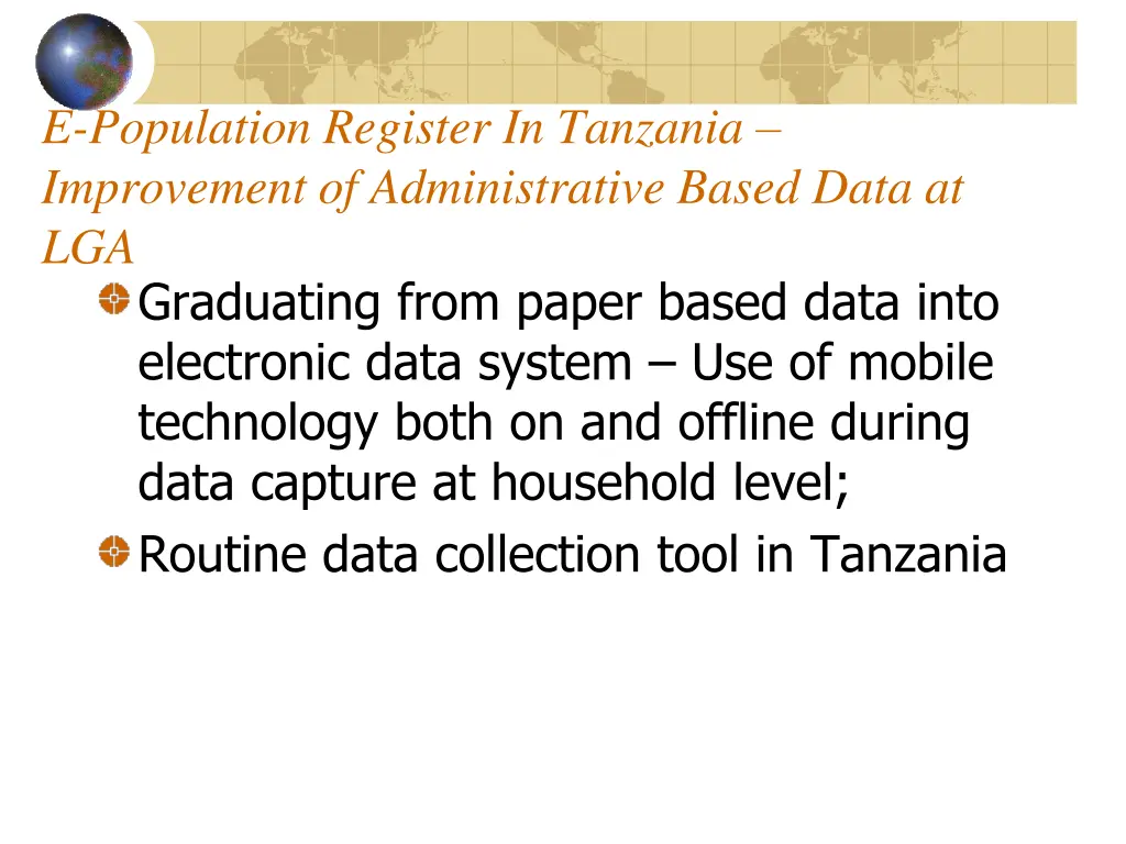 e population register in tanzania improvement