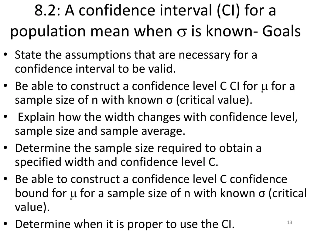 8 2 a confidence interval ci for a population