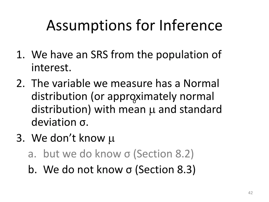 assumptions for inference 1