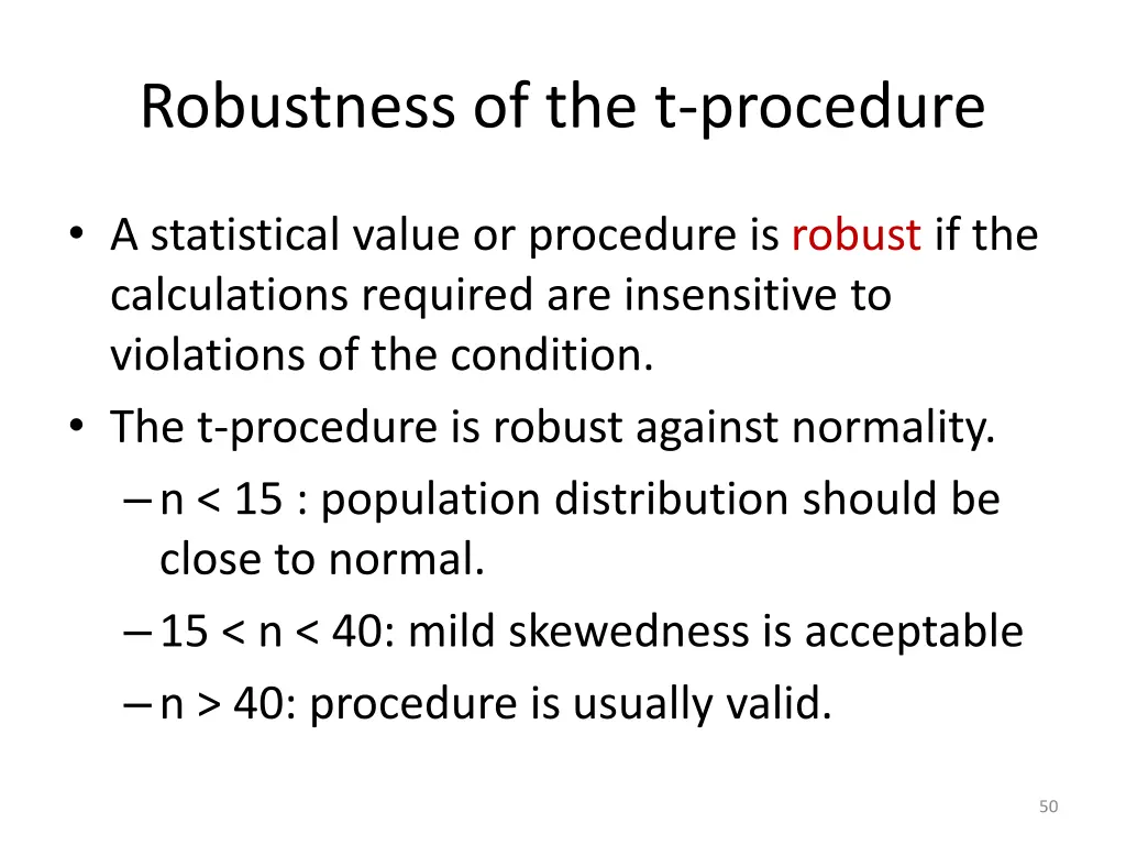 robustness of the t procedure