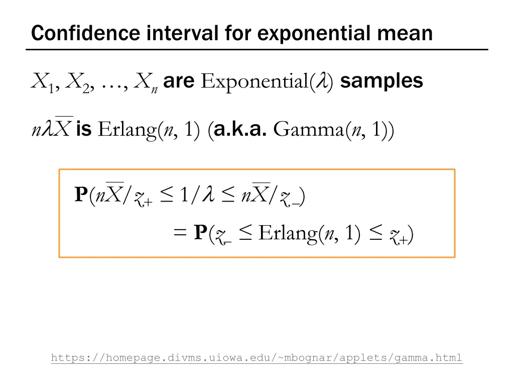 confidence interval for exponential mean