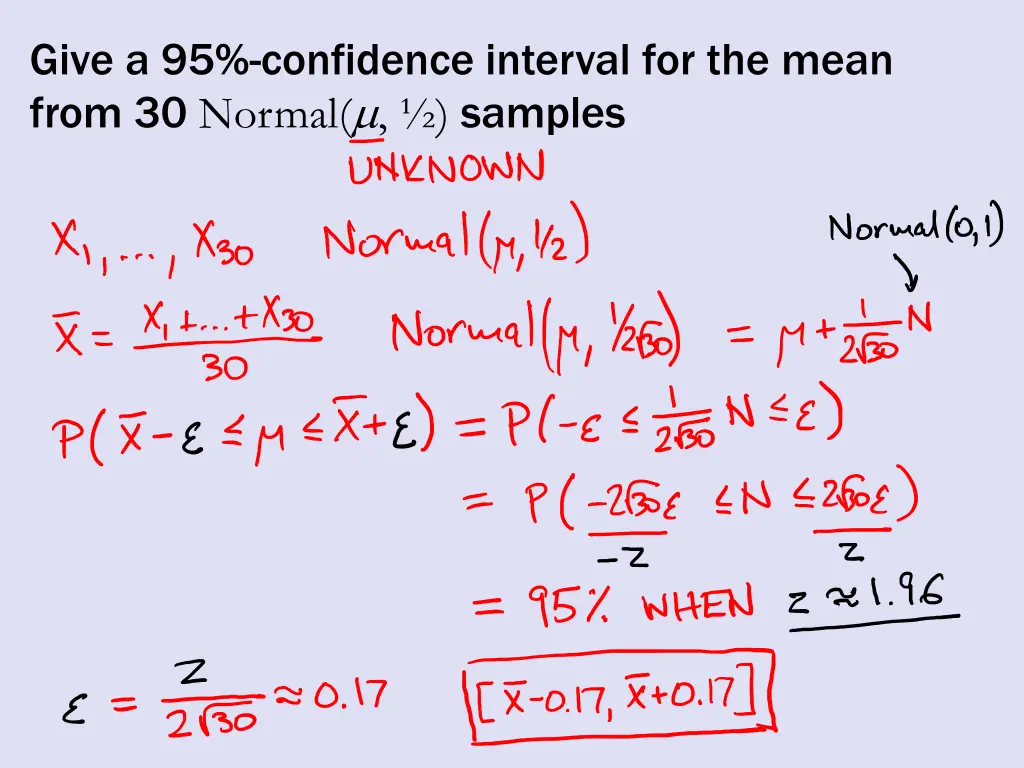 give a 95 confidence interval for the mean from