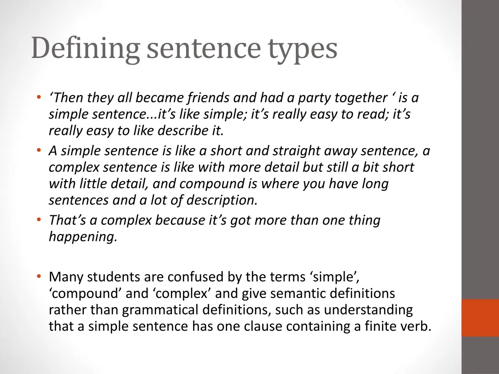 defining sentence types