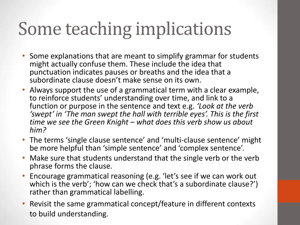 some teaching implications