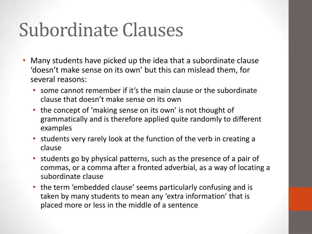 subordinate clauses