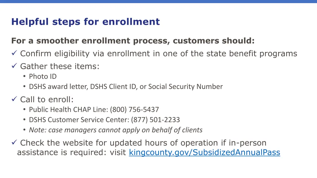 helpful steps for enrollment