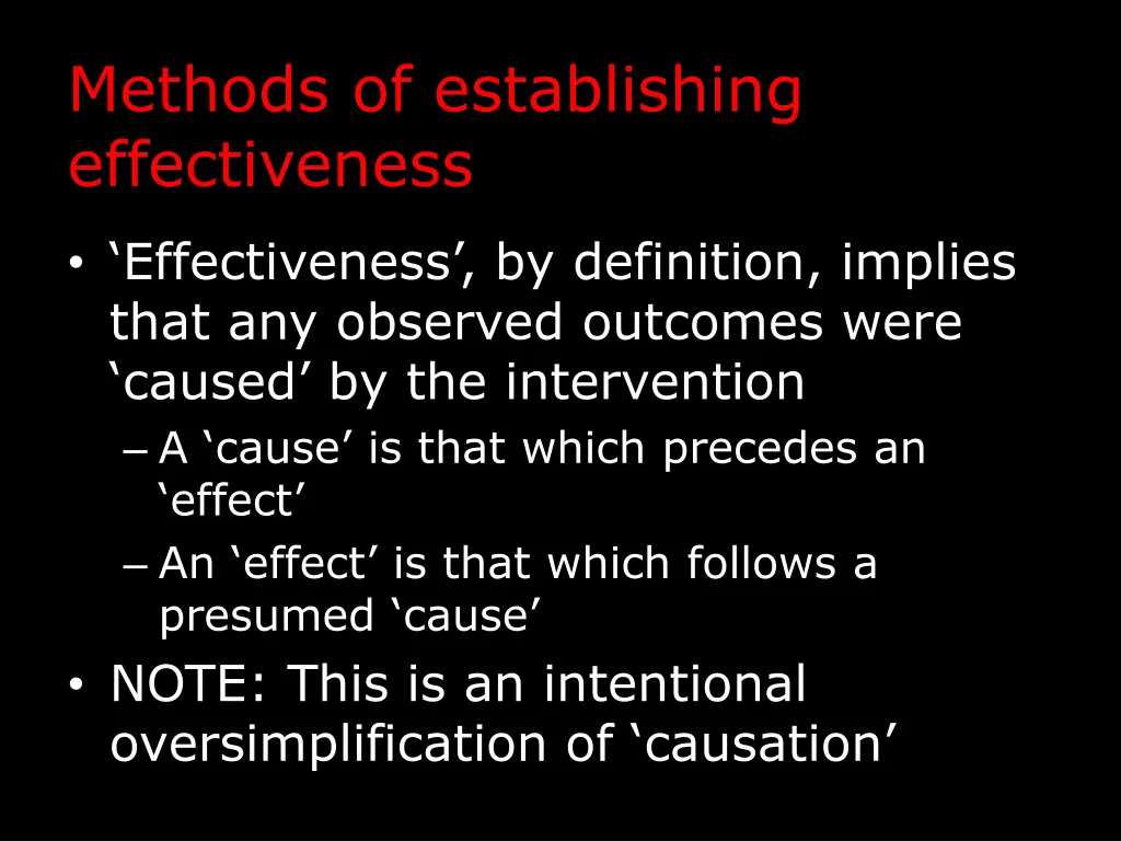 methods of establishing effectiveness