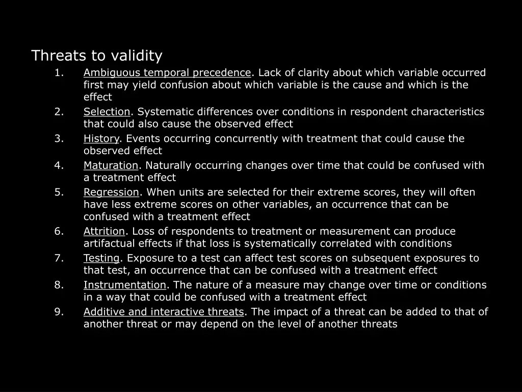 threats to validity 1 ambiguous temporal