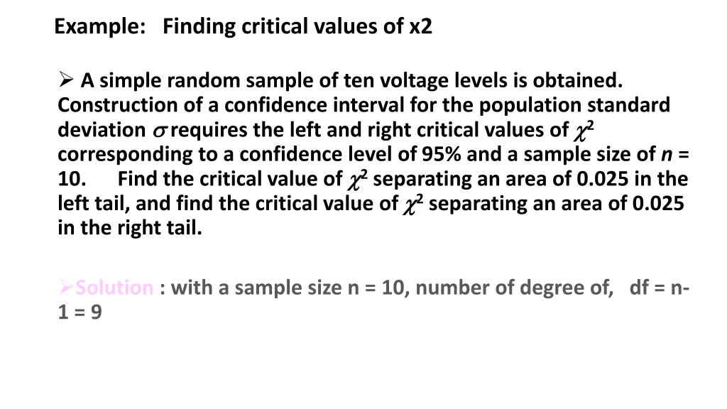 example finding critical values of x2