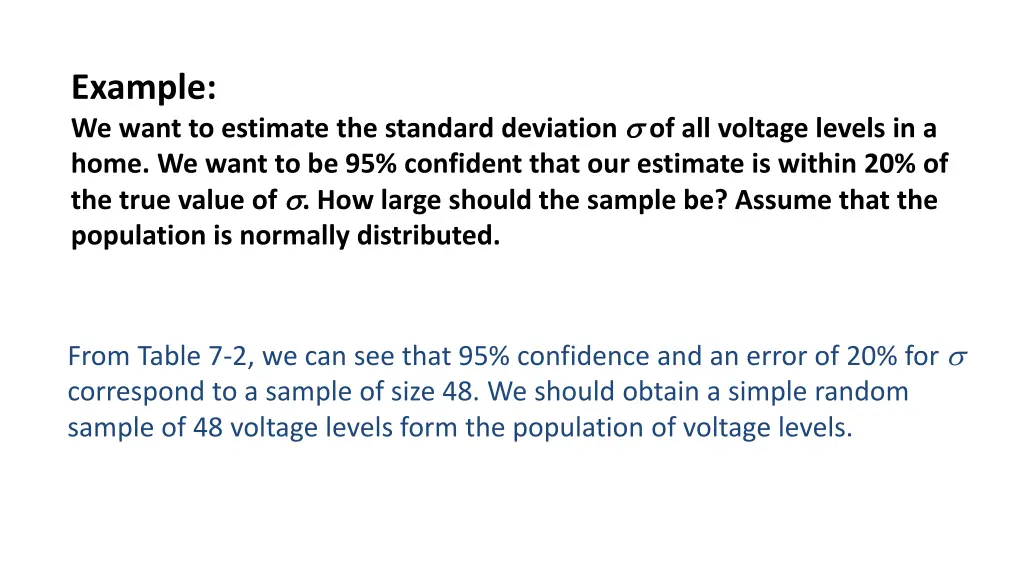 example we want to estimate the standard