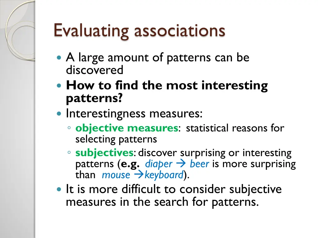 evaluating associations 1