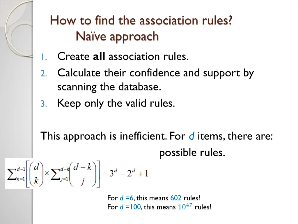 how to find the association rules na ve approach