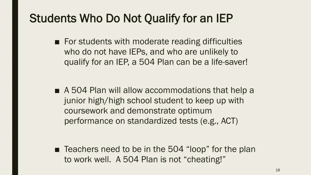 students who do not qualify for an iep students