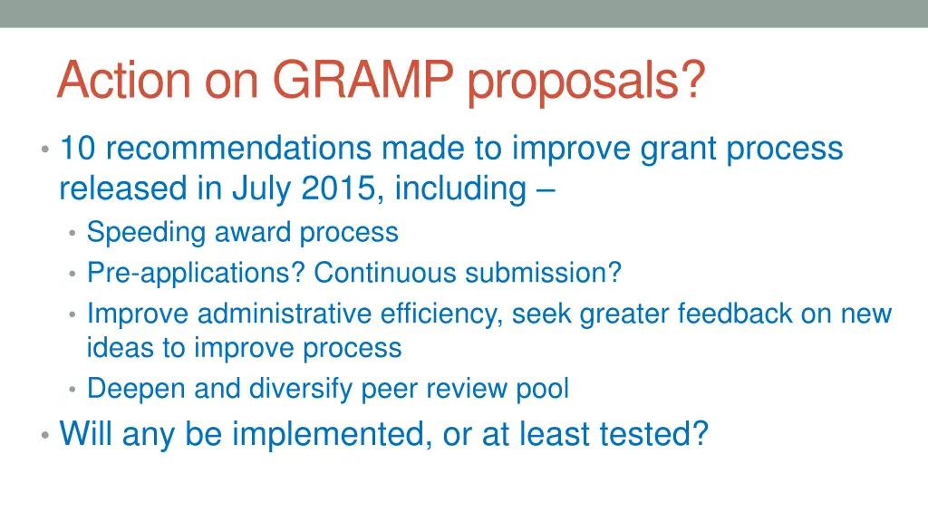 action on gramp proposals