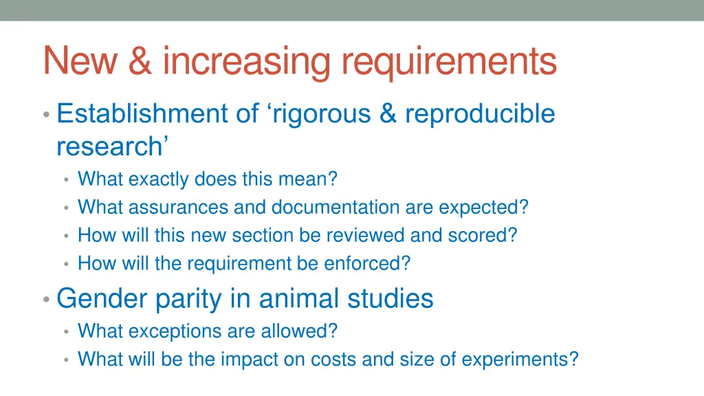 new increasing requirements