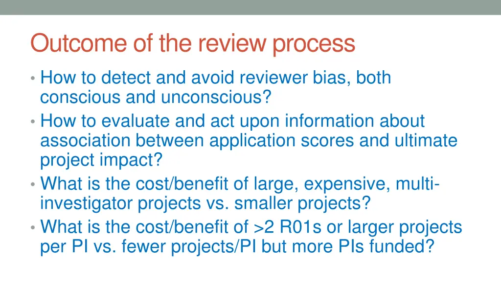 outcome of the review process