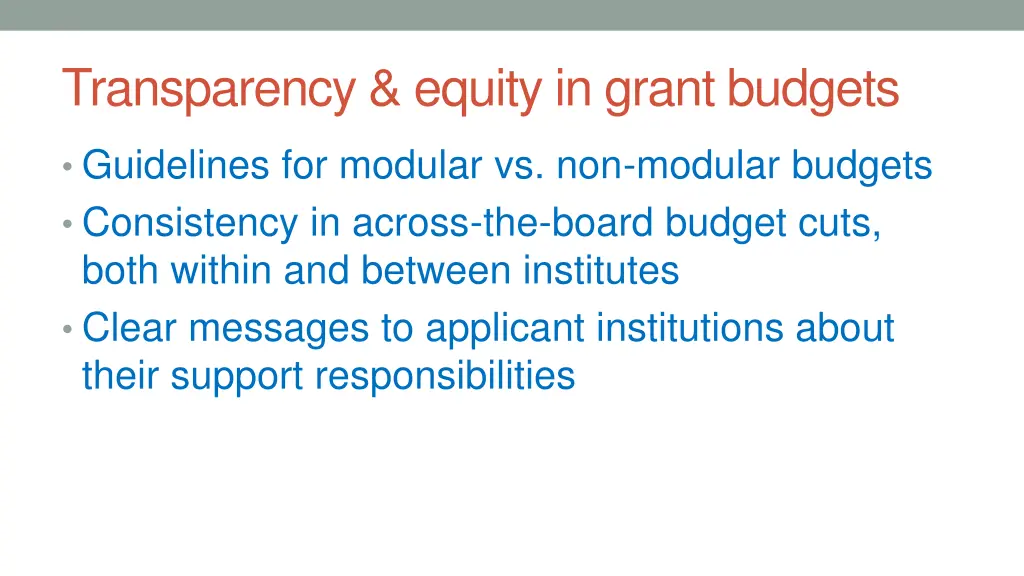 transparency equity in grant budgets