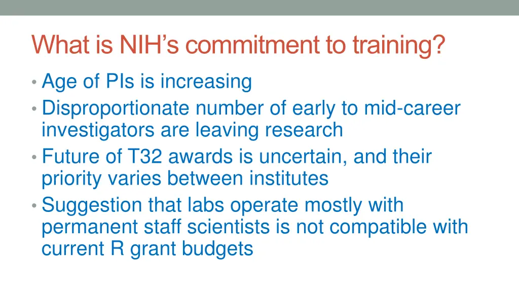 what is nih s commitment to training