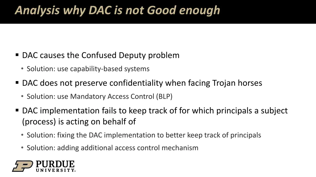 analysis why dac is not good enough