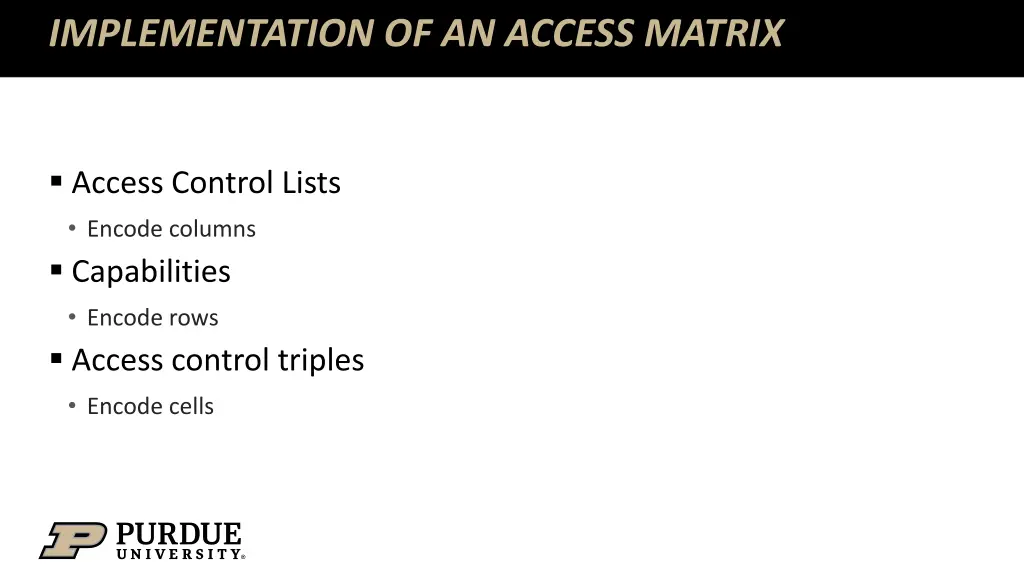 implementation of an access matrix