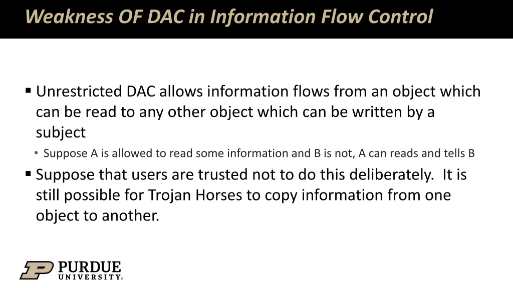 weakness of dac in information flow control