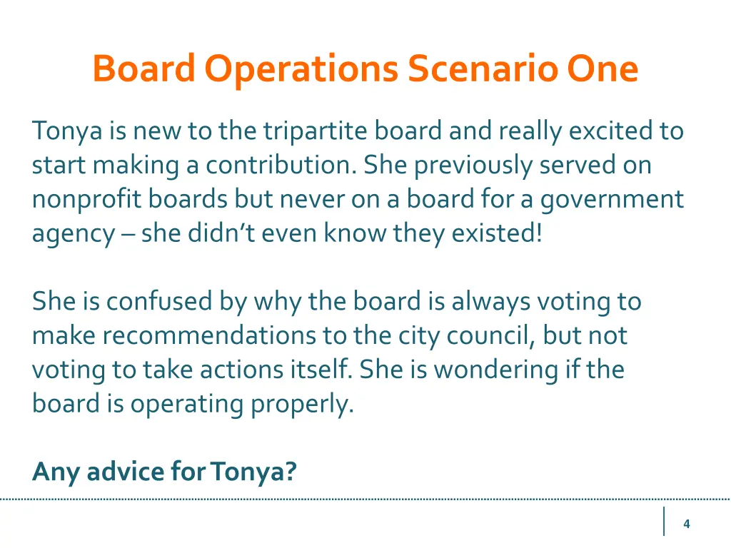 board operations scenario one