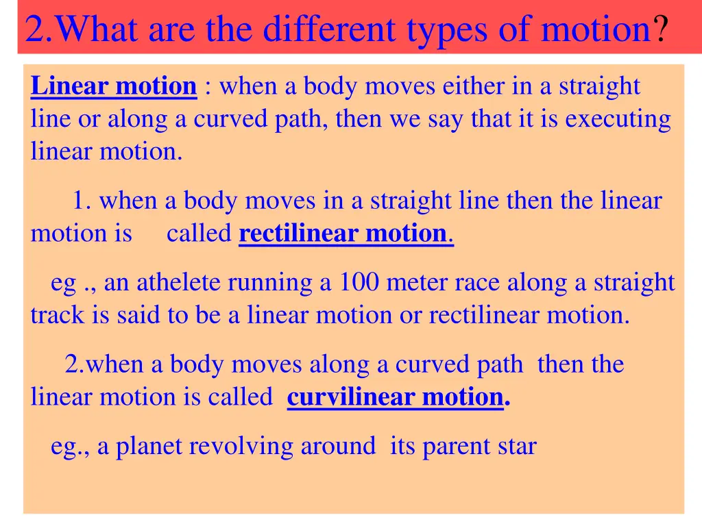 2 what are the different types of motion