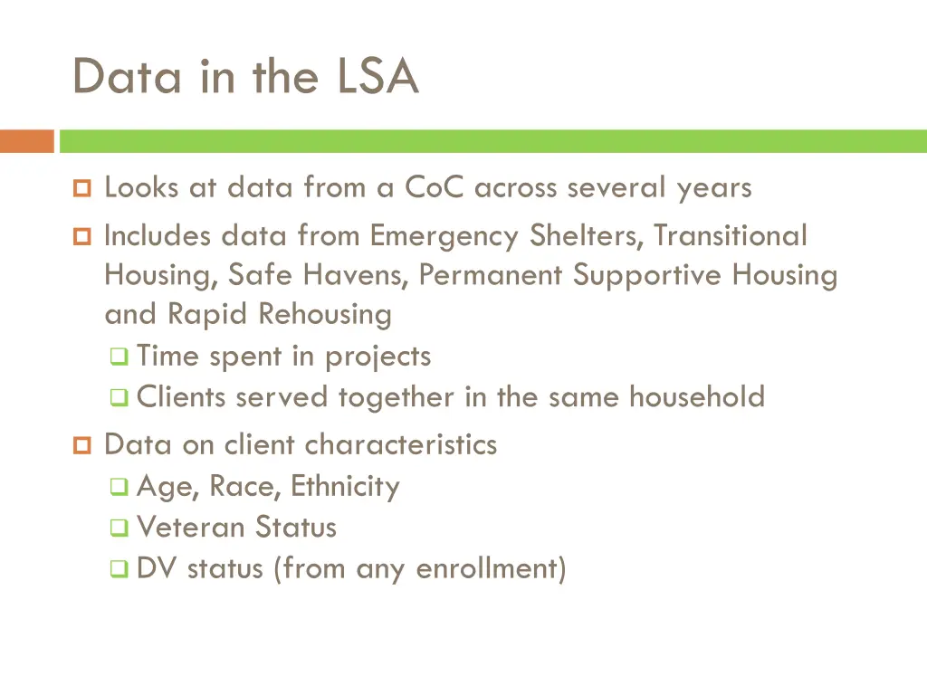 data in the lsa 1