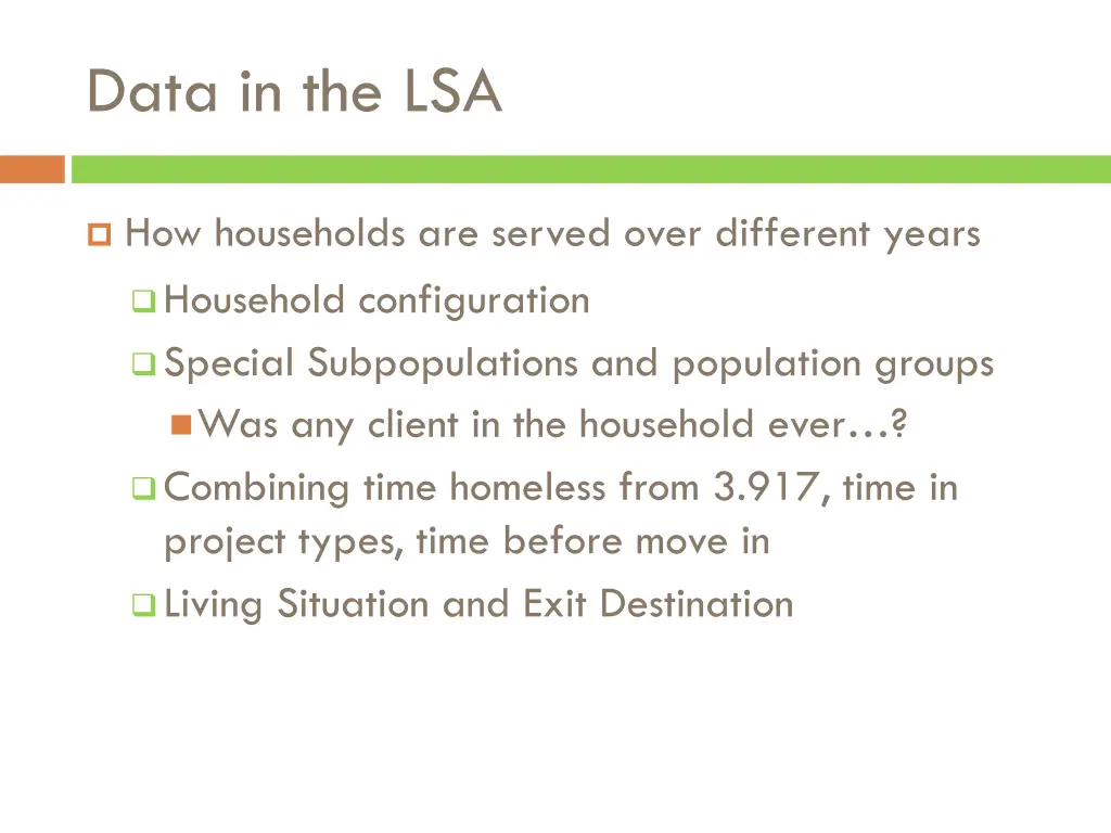 data in the lsa 3