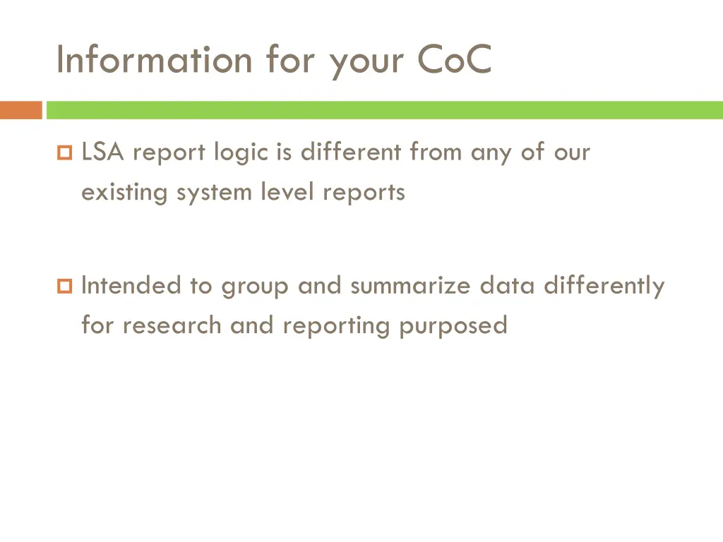 information for your coc