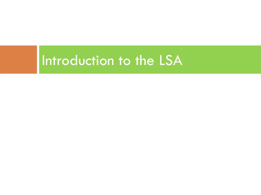 introduction to the lsa