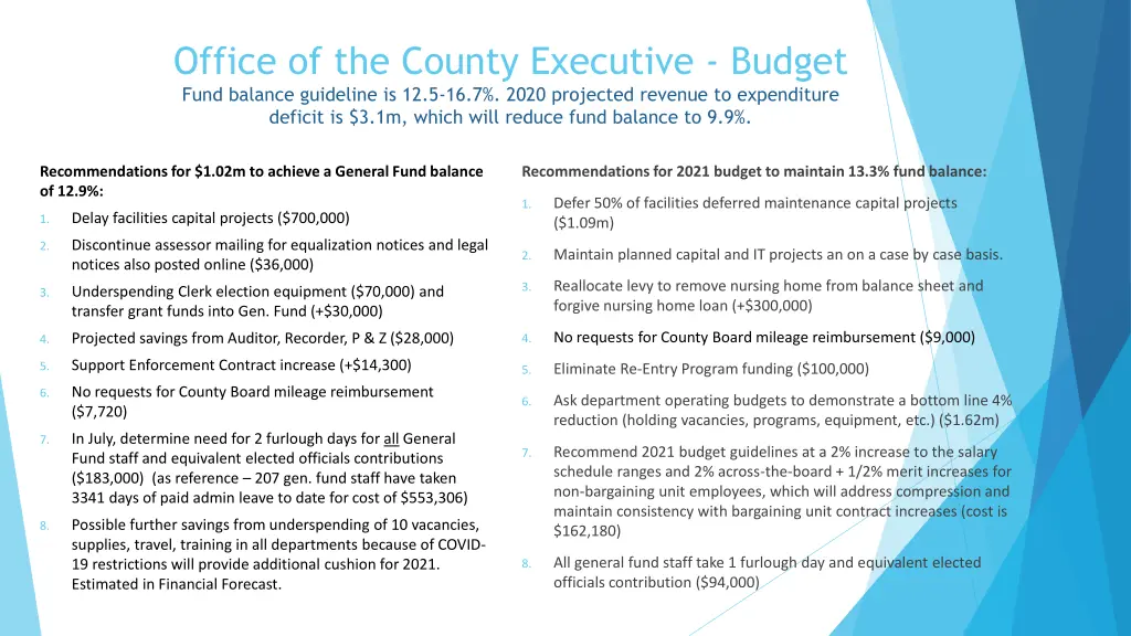 office of the county executive budget fund