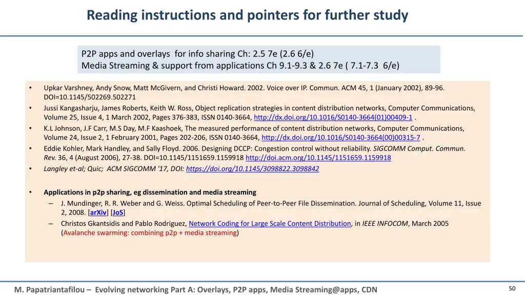 reading instructions and pointers for further