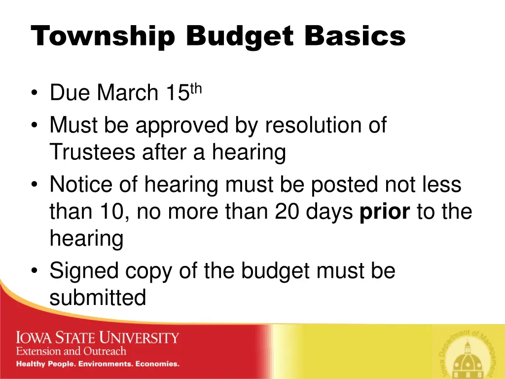 township budget basics