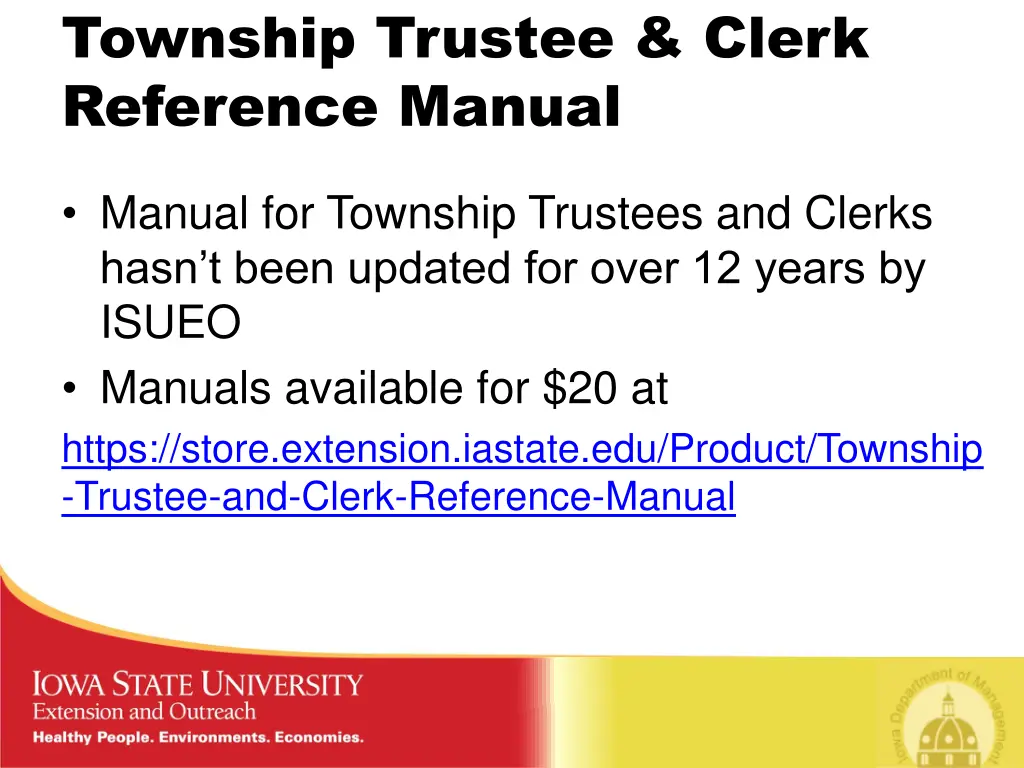 township trustee clerk reference manual