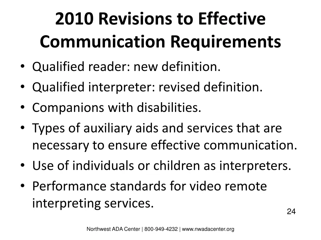 2010 revisions to effective communication