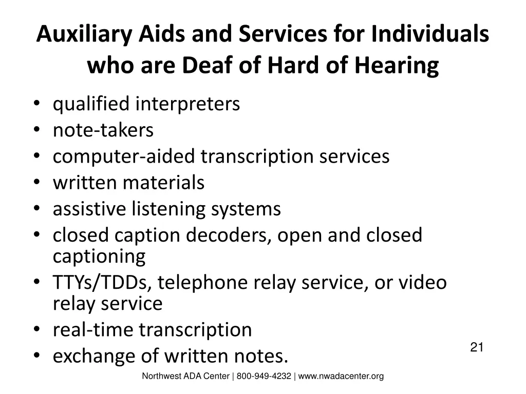 auxiliary aids and services for individuals