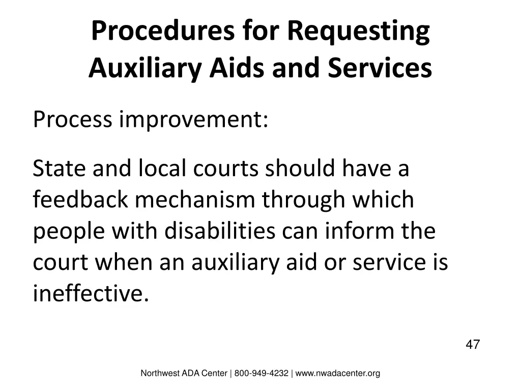 procedures for requesting auxiliary aids 1