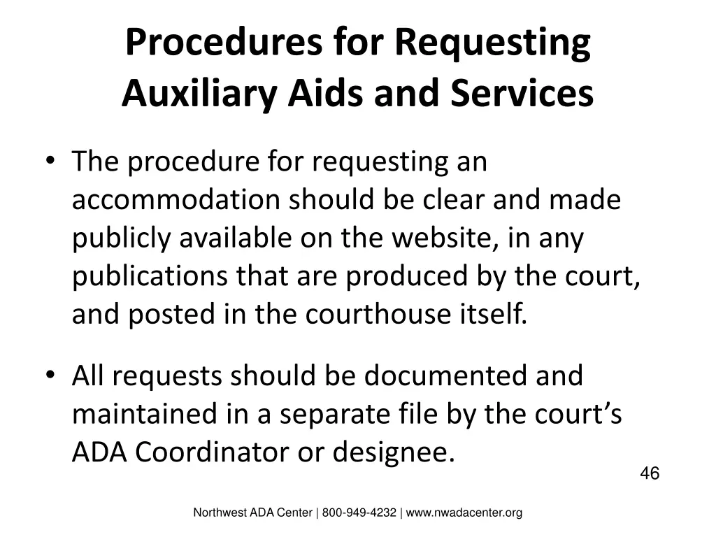 procedures for requesting auxiliary aids