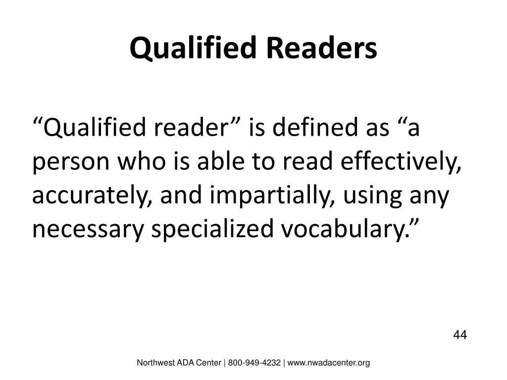 qualified readers