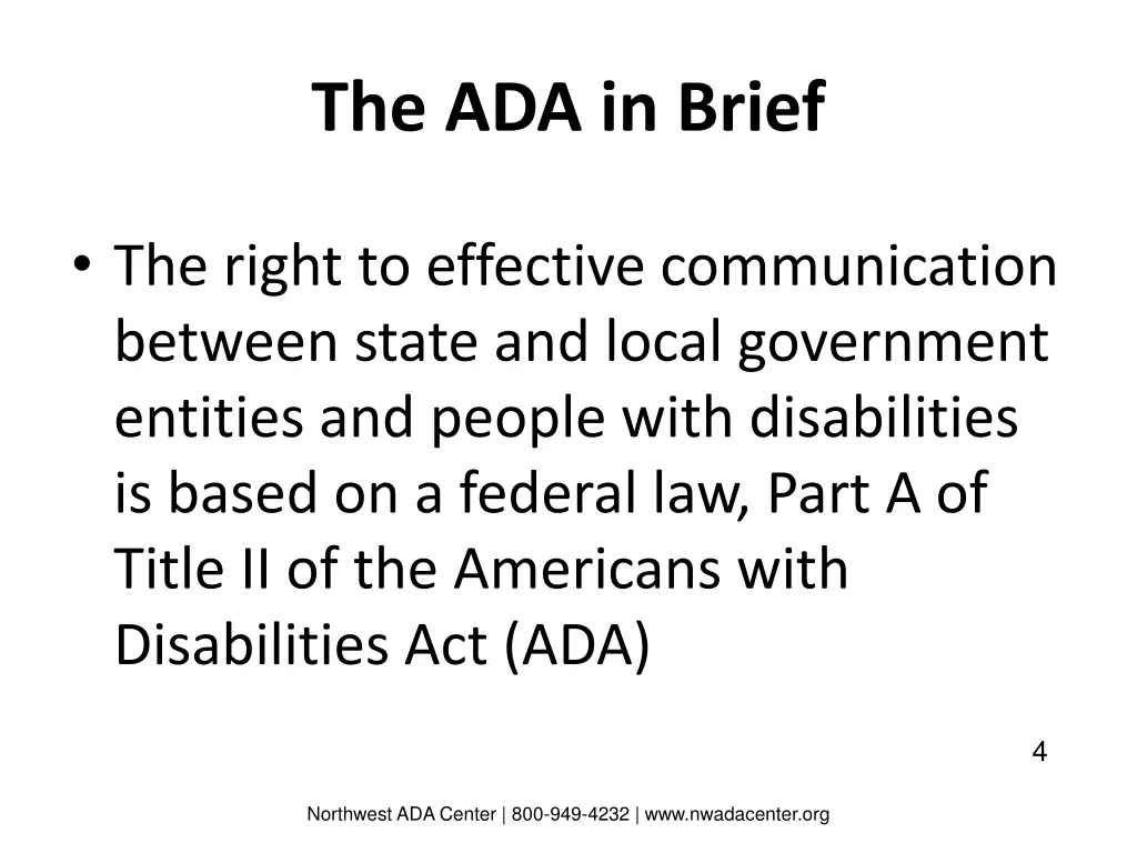 the ada in brief