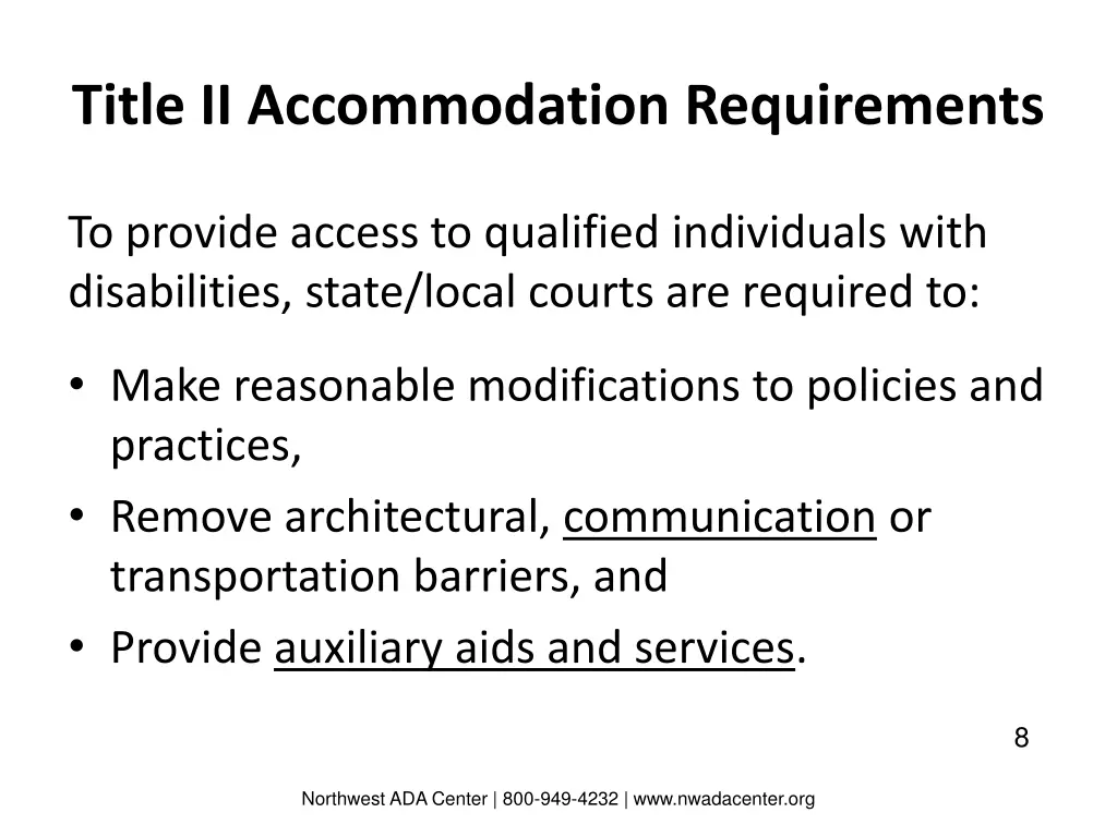 title ii accommodation requirements