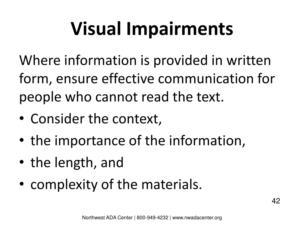 visual impairments