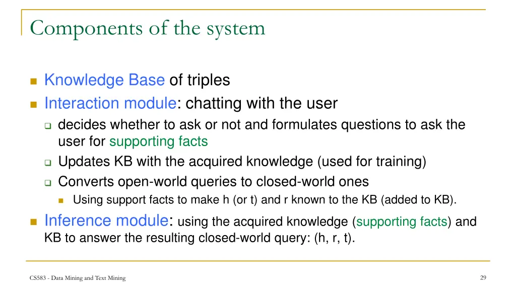 components of the system