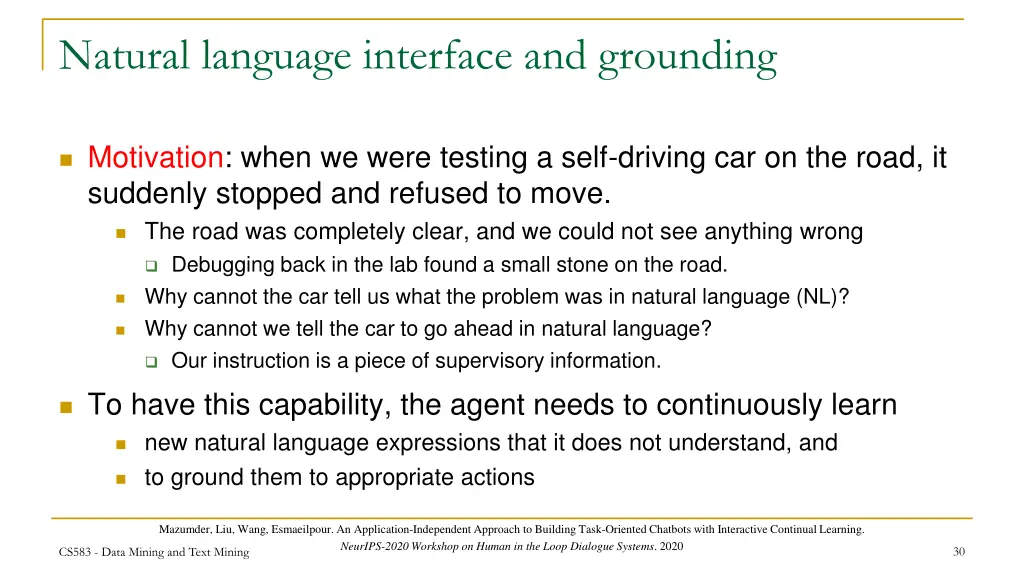 natural language interface and grounding