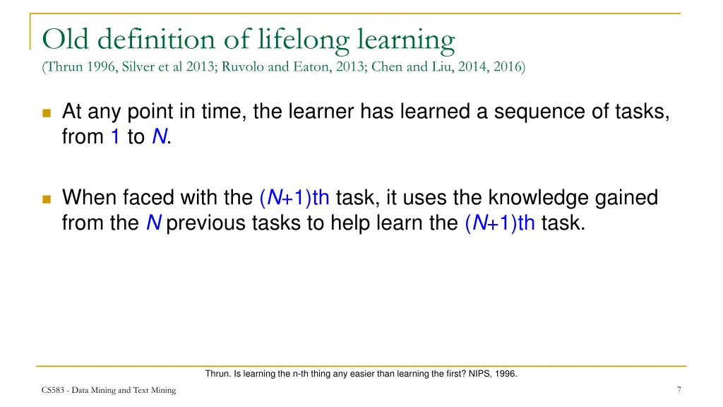 old definition of lifelong learning thrun 1996